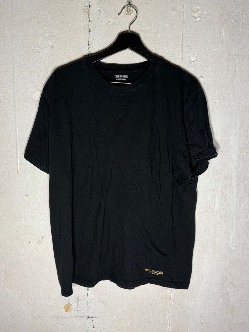 True Religion Gold Foil Wordmark Logo Black T-Shirt Extra Large
